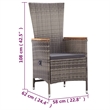 Bowery Hill Solid Acacia Wood Standard Adjustable Armrests Dining Set in Gray