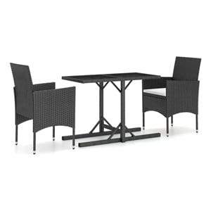 Bowery Hill Contemporary Synthetic Poly Rattan Dining Set in Black/Cream White