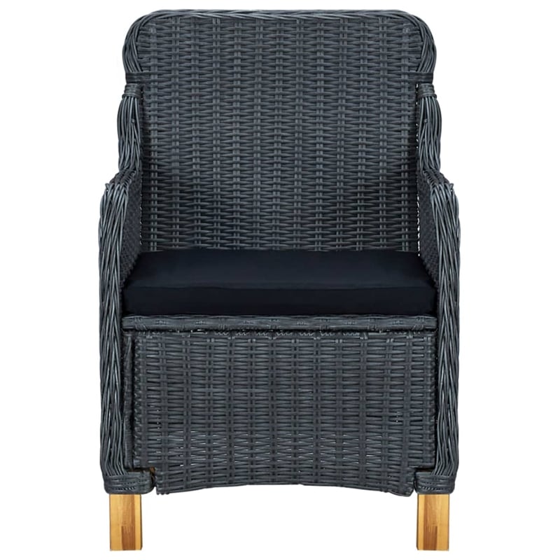Bowery Hill Contemporary Weather-Resistant Dining Set in Dark Gray/Black