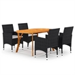 Bowery Hill Solid Acacia Wood 5 Piece Set Dining Set in Black