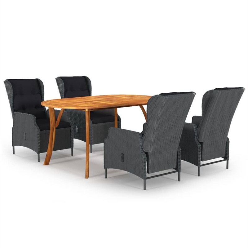 Bowery Hill Contemporary Durable 5 Piece Dining Set in Dark Gray