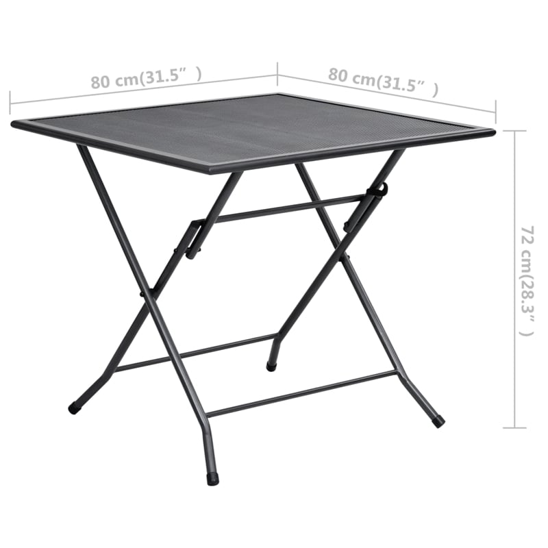 Bowery Hill Steel With E-Coated and Powder-Coated Dining Set in Anthracite/Gray