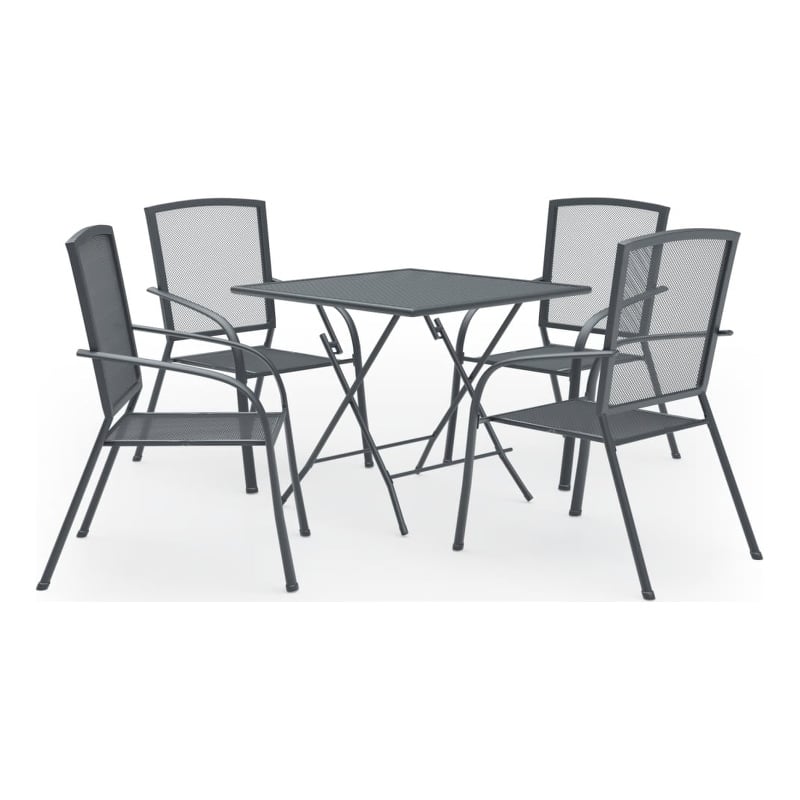 Bowery Hill Steel With E-Coated and Powder-Coated Dining Set in Anthracite/Gray