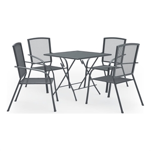 Bowery Hill Steel With E-Coated and Powder-Coated Dining Set in Anthracite/Gray