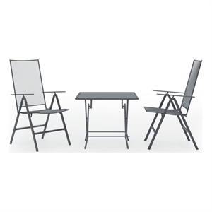 Bowery Hill Steel Standard Square Dining Set in Anthracite/Gray