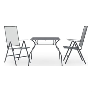 Bowery Hill Steel With E-Coated and Powder-Coated Dining Set in Anthracite/Gray
