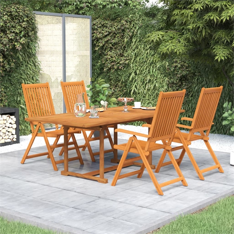 Bowery Hill Solid Acacia Wood Medium Garden Dining Set Natural/Brown