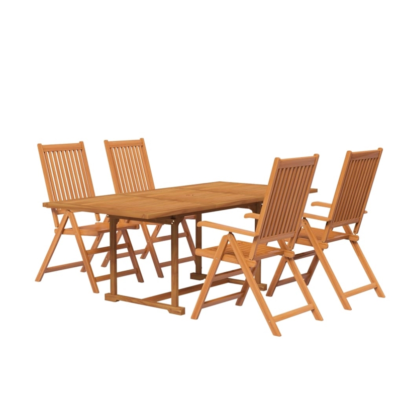 Bowery Hill Solid Acacia Wood Medium Garden Dining Set Natural/Brown