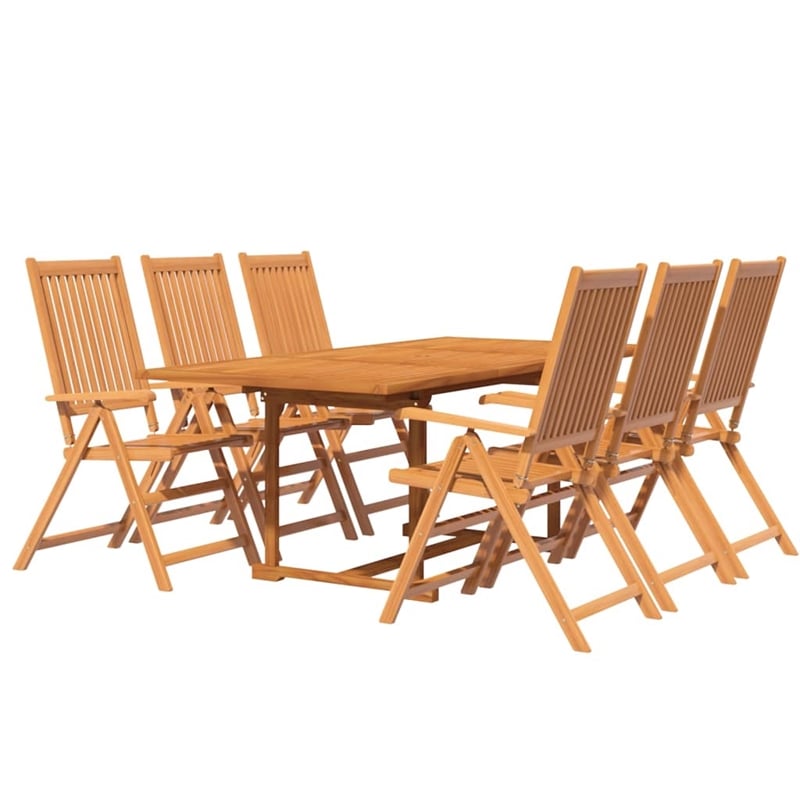 Bowery Hill Solid Acacia Wood Medium Foldable Garden Dining Set Natural/Brown