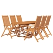 Bowery Hill Solid Acacia Wood Large Foldable Garden Dining Set in Brown