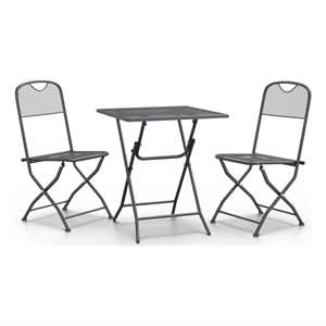 Bowery Hill Expanded Metal Mesh Small Foldable Garden Dining Set - Gray