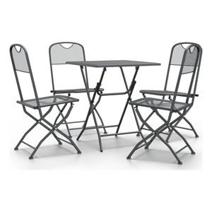 Bowery Hill Expanded Metal Mesh Foldable Garden Dining Set in Anthracite/Gray