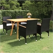 Bowery Hill Solid Acacia Wood Medium Durable Dining Set in Black