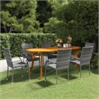 Bowery Hill Solid Acacia Wood & Powder-Coated Steel Dining Set in Gray