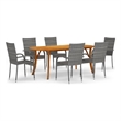 Bowery Hill Solid Acacia Wood & Powder-Coated Steel Dining Set in Gray