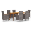 Bowery Hill Contemporary Solid Acacia Wood Expandable Dining Set in Gray