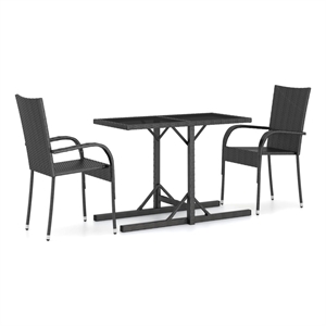 Bowery Hill Contemporary Polyethylene Rattan Dining Set in Black