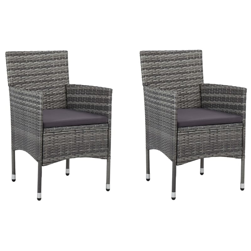 Bowery Hill Poly Rattan Medium Ergonomic Garden Dining Set in Gray