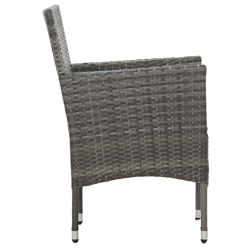 Bowery Hill Poly Rattan Medium Ergonomic Garden Dining Set in Gray