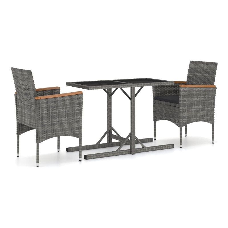 Bowery Hill Contemporary Dining Set in Gray/Dark Gray/Natural