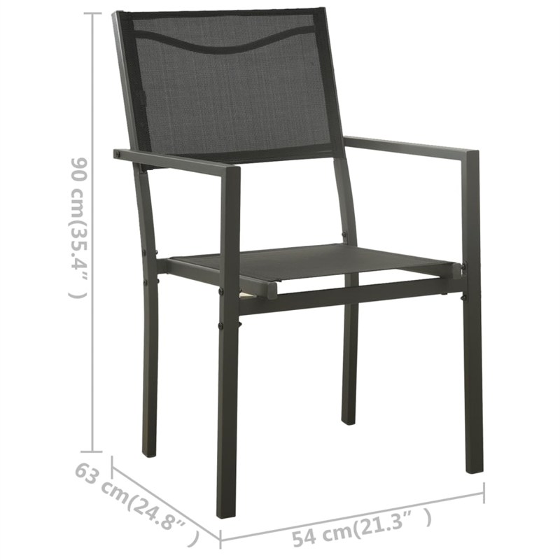 Bowery Hill Contemporary Outdoor Dining Set in Black and Anthracite/Gray