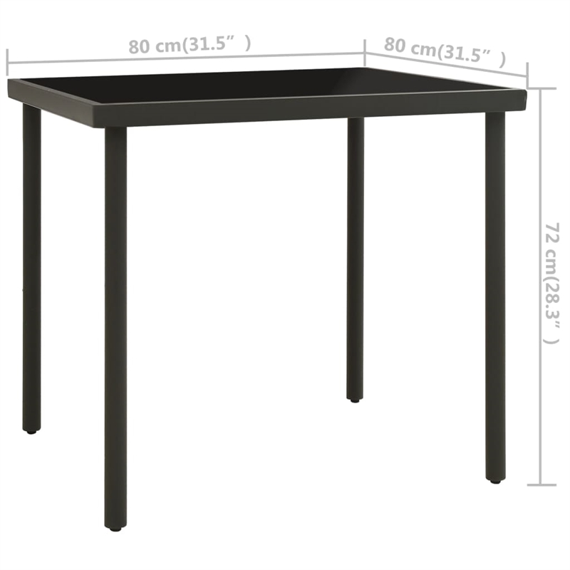 Bowery Hill Contemporary Outdoor Dining Set in Black and Anthracite/Gray