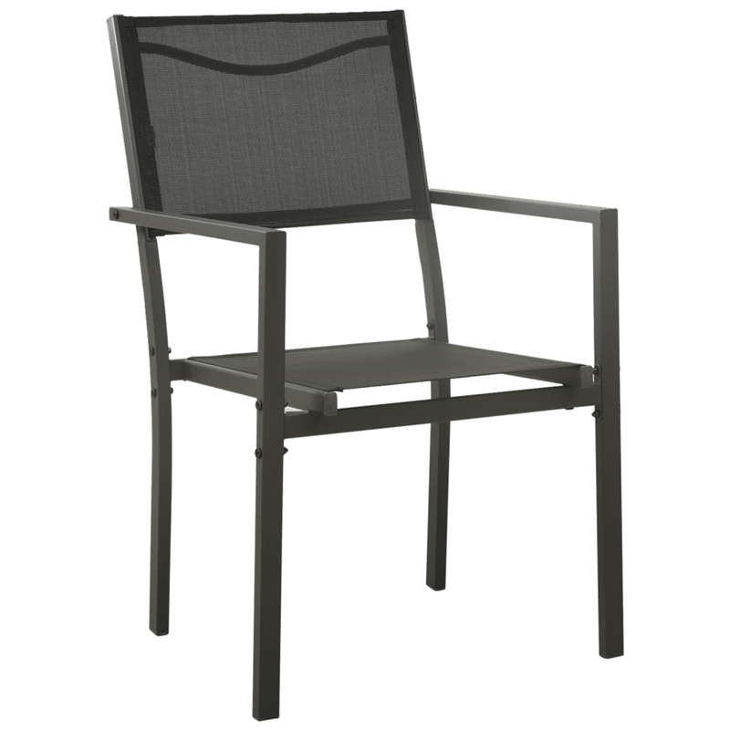 Bowery Hill Contemporary Outdoor Dining Set in Black and Anthracite/Gray