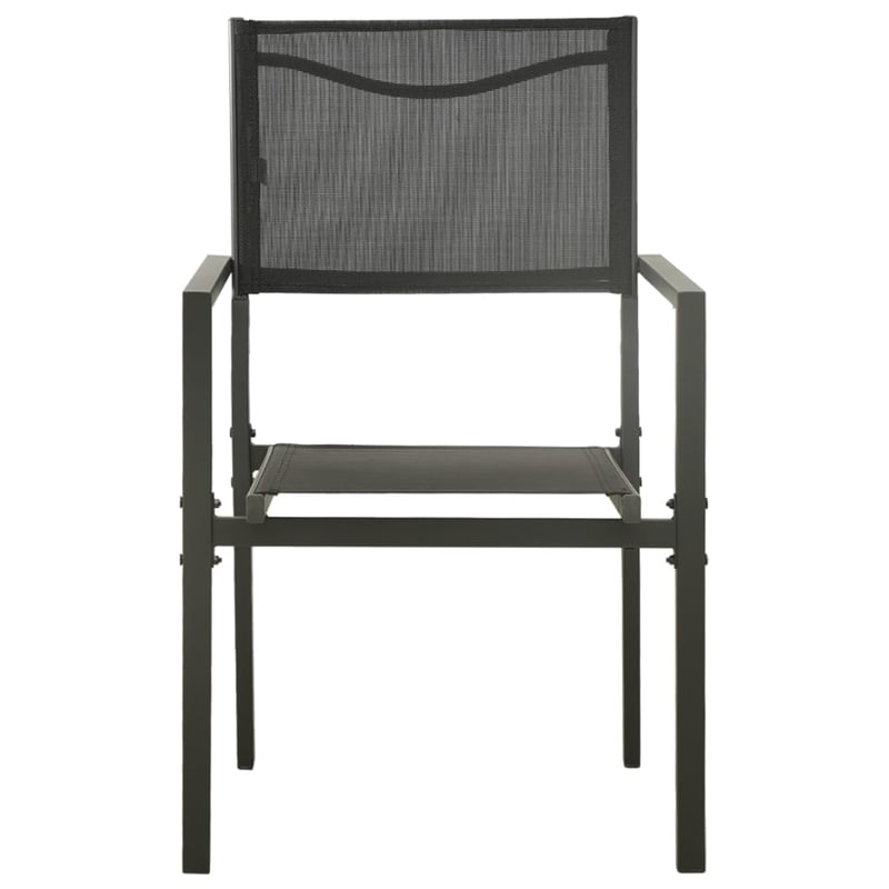 Bowery Hill Contemporary Outdoor Dining Set in Black and Anthracite/Gray