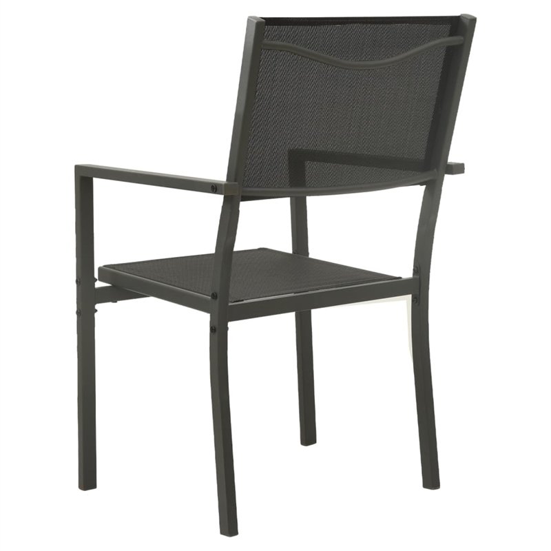 Bowery Hill Contemporary Outdoor Dining Set in Black and Anthracite/Gray