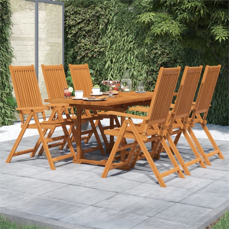 Bowery Hill Solid Acacia Wood Medium Garden Dining Set Natural/Brown