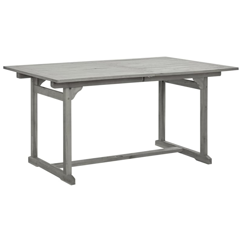 Bowery Hill Solid Acacia Wood Standard Extendable Garden Dining Set in Gray