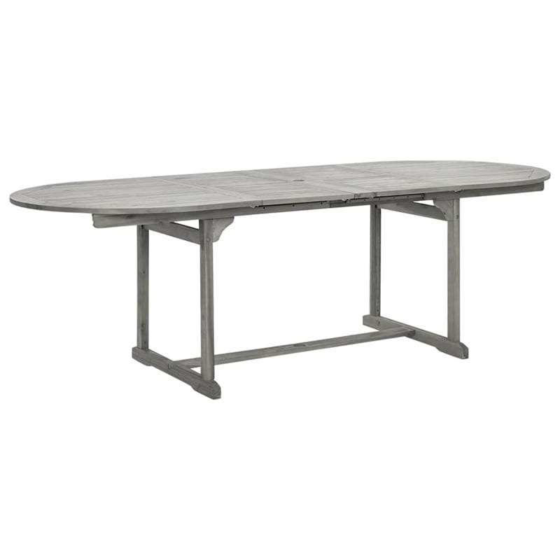 Bowery Hill Solid Acacia Wood Standard Extendable Garden Dining Set in Gray