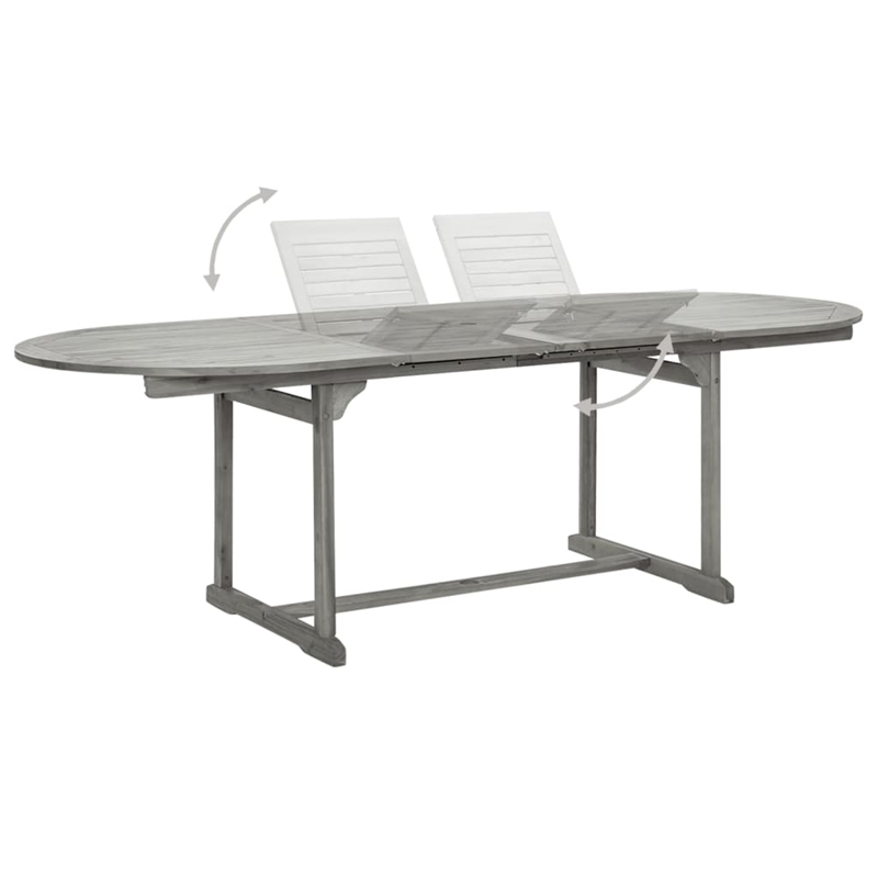 Bowery Hill Contemporary Solid Acacia Wood Garden Dining Set in Gray