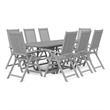 Bowery Hill Contemporary Solid Acacia Wood Garden Dining Set in Gray