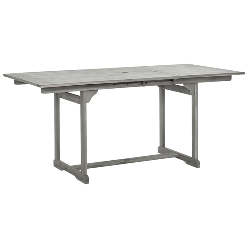 Bowery Hill Solid Acacia Wood Standard Extendable Garden Dining Set in Gray
