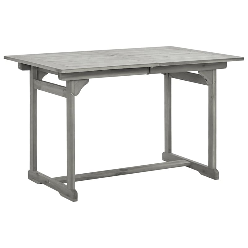 Bowery Hill Solid Acacia Wood Standard Extendable Garden Dining Set in Gray