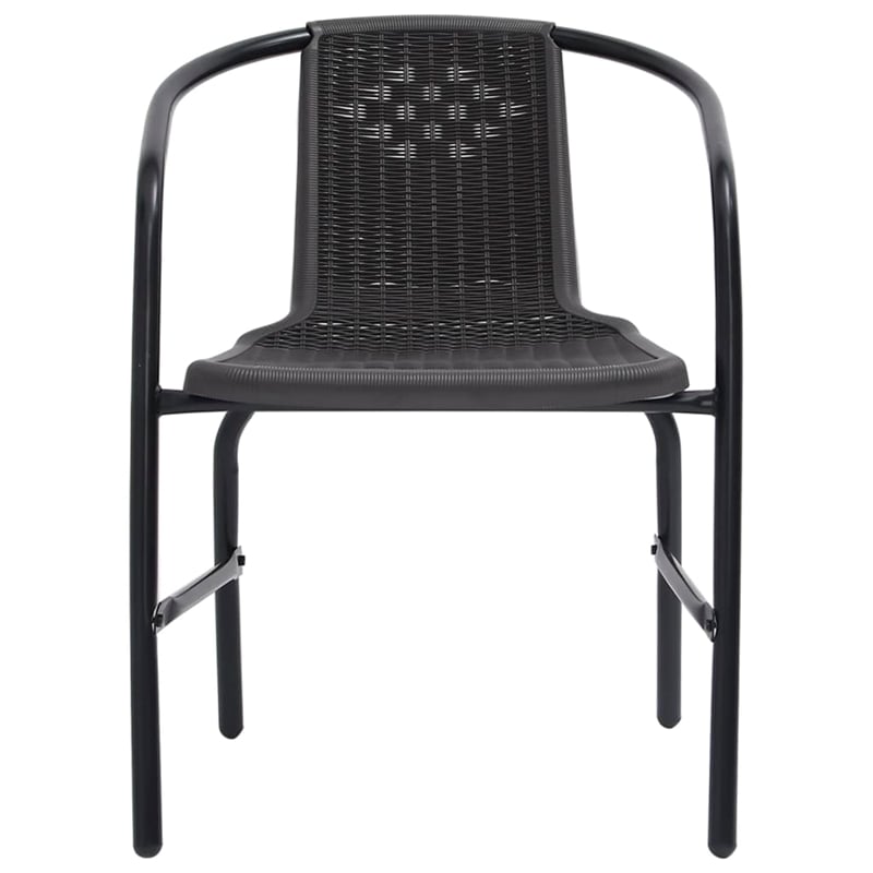 Bowery Hill Tempered Glass/Plastic Rattan Garden Dining Set in Black