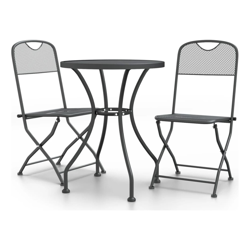 Bowery Hill Expanded Metal Mesh With E-Coating Garden Dining Set - Gray