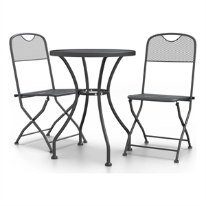 Bowery Hill Expanded Metal Mesh With E-Coating Garden Dining Set - Gray