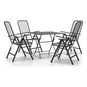 Bowery Hill Expanded Metal Mesh With E-Coating Garden Dining Set - Gray
