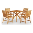 Bowery Hill 5PC Solid Acacia Wood Garden Dining Set in Brown