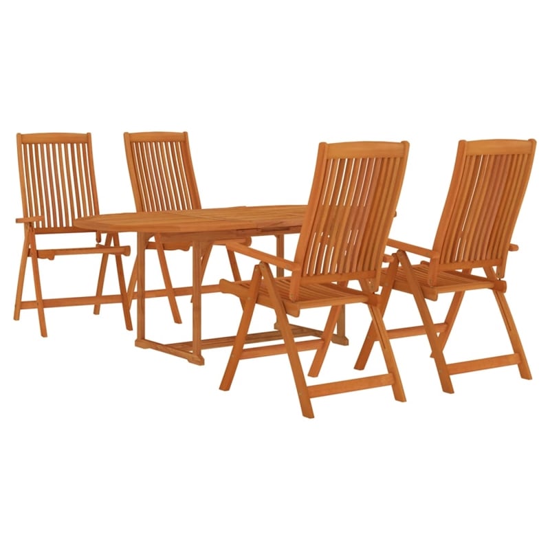 Bowery Hill Solid Eucalyptus Wood Medium Garden Dining Set in Reddish-Brown