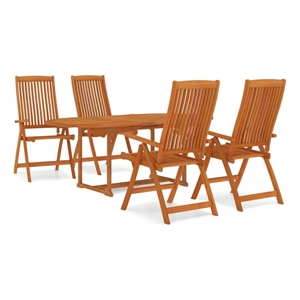 Bowery Hill Solid Eucalyptus Wood Medium Garden Dining Set in Reddish-Brown