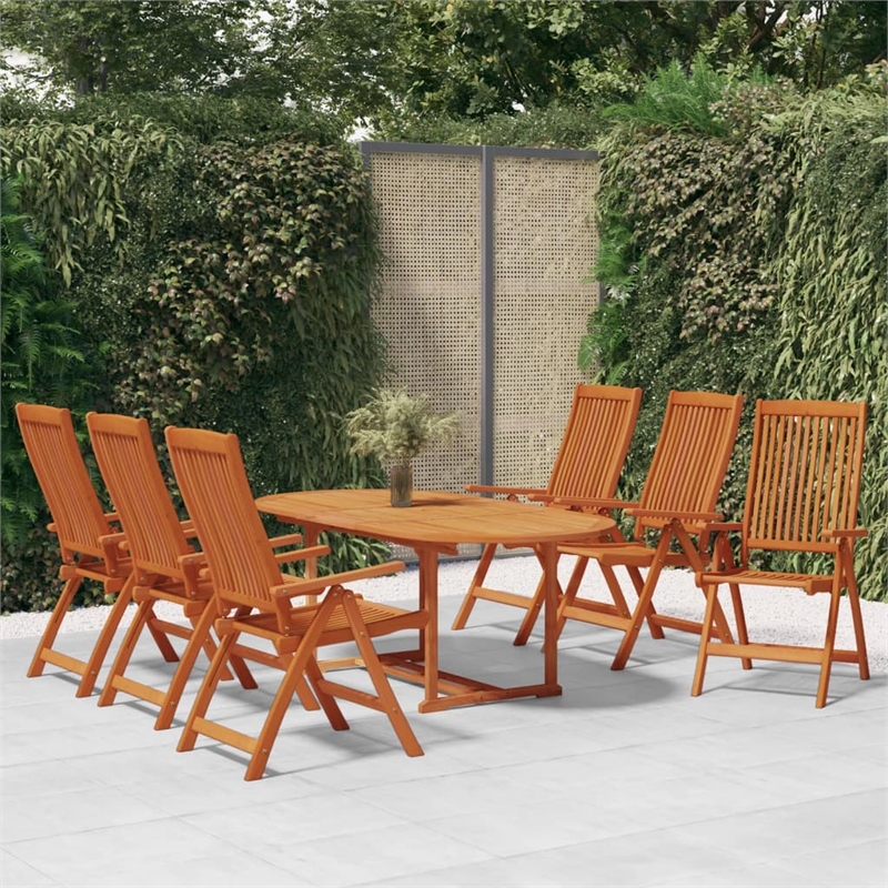 Bowery Hill Solid Eucalyptus Wood Medium Garden Dining Set in Reddish-Brown