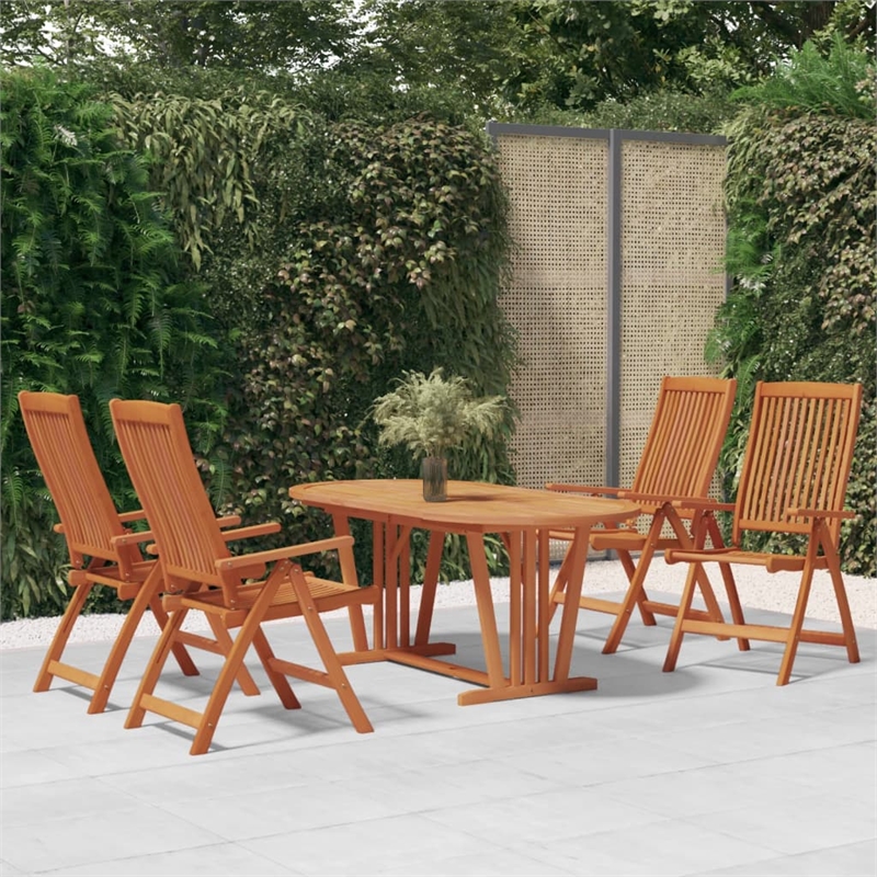 Bowery Hill Solid Eucalyptus Wood Medium Garden Dining Set Reddish-Brown