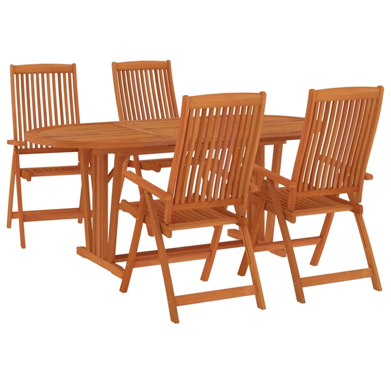 Bowery Hill Solid Eucalyptus Wood Medium Garden Dining Set Reddish-Brown