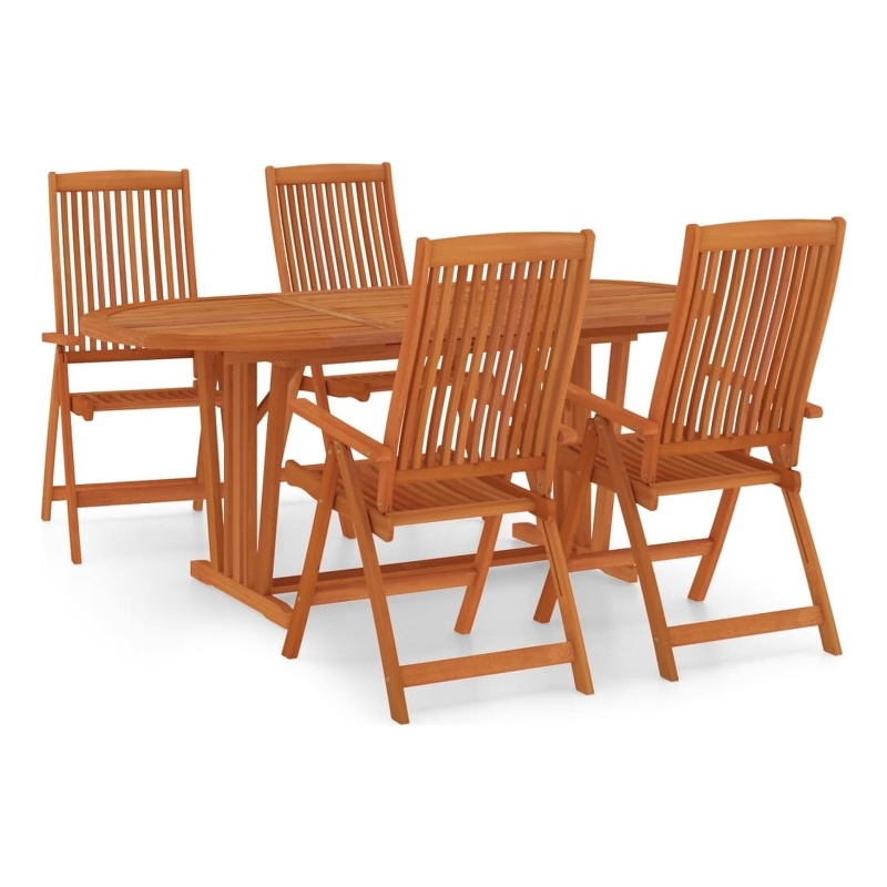 Bowery Hill Solid Eucalyptus Wood Medium Garden Dining Set Reddish-Brown