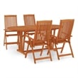 Bowery Hill Solid Eucalyptus Wood Medium Garden Dining Set Reddish-Brown