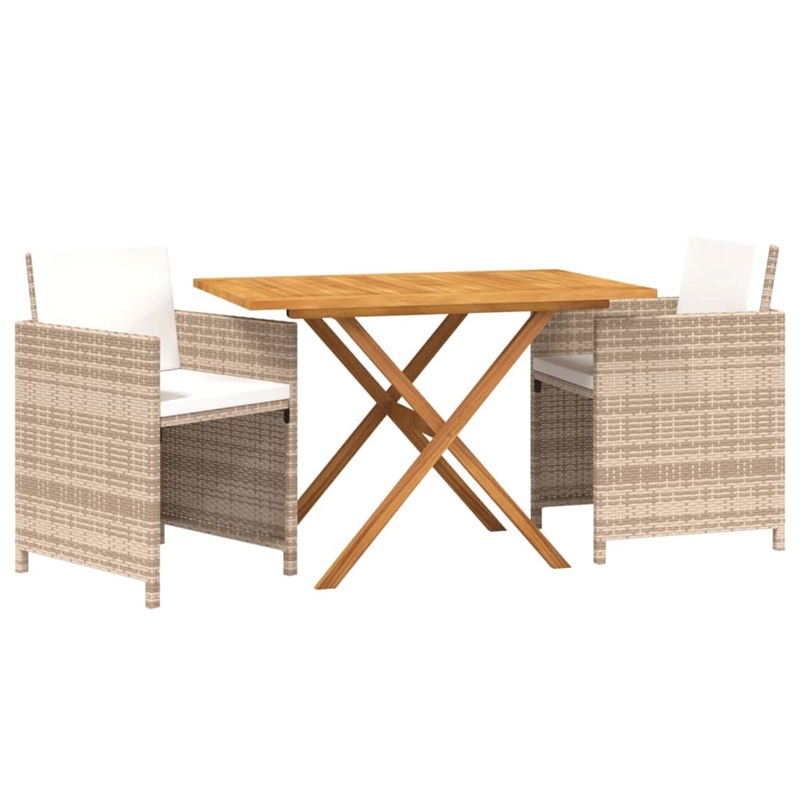 Bowery Hill Solid Acacia Wood Medium Garden Dining Set in Beige