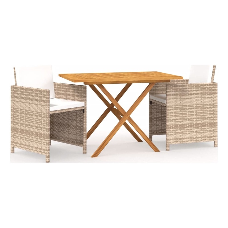 Bowery Hill Solid Acacia Wood Medium Garden Dining Set in Beige